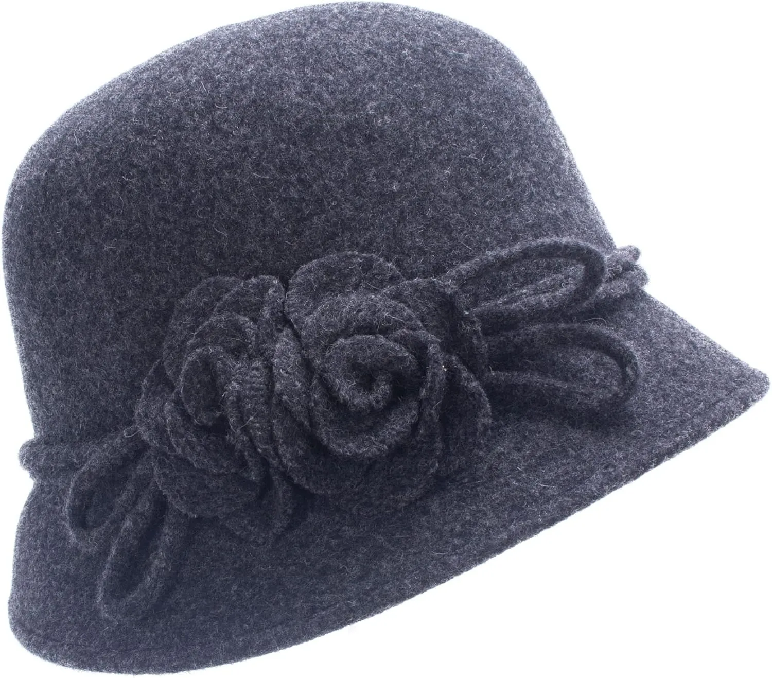 Lawliet Womens Retro Collapsible Soft Knit Wool Cloche Hat Bucket Flower A466