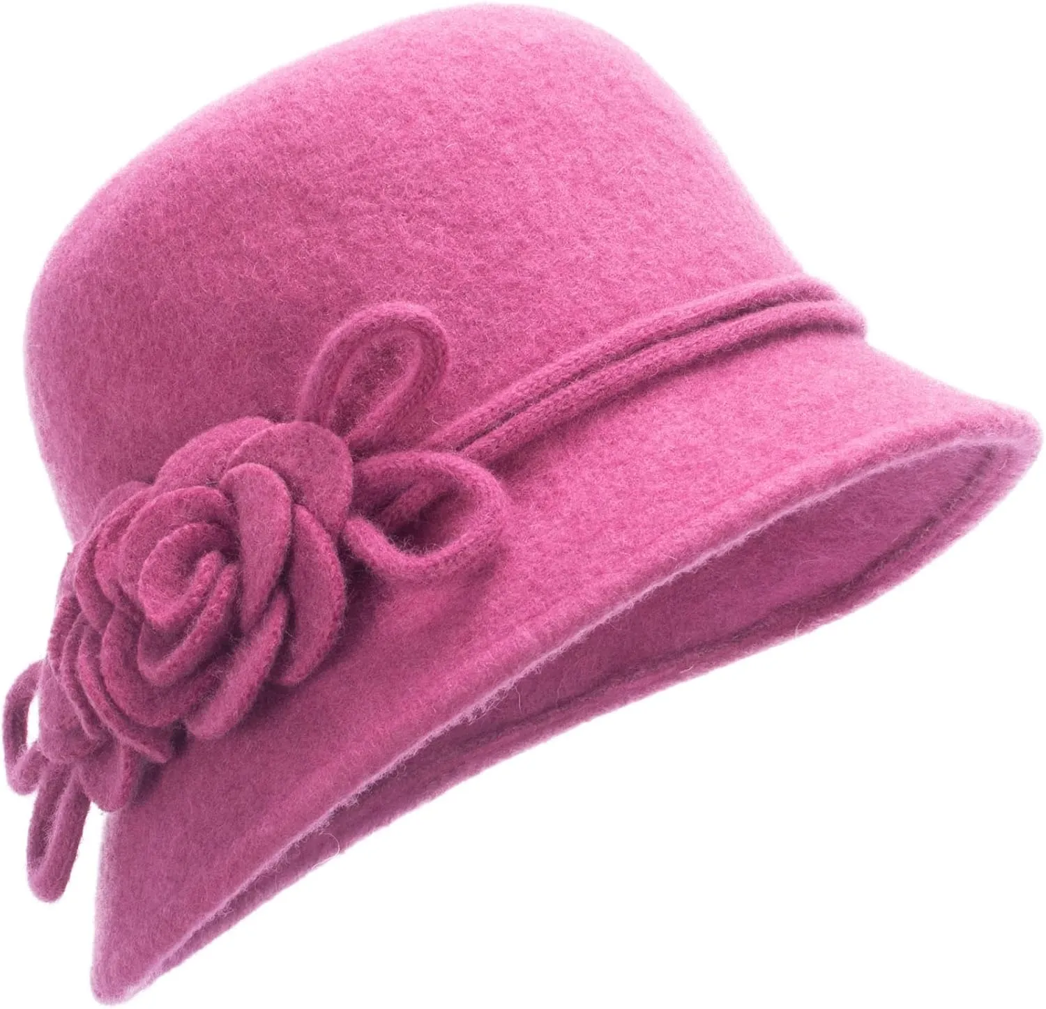 Lawliet Womens Retro Collapsible Soft Knit Wool Cloche Hat Bucket Flower A466