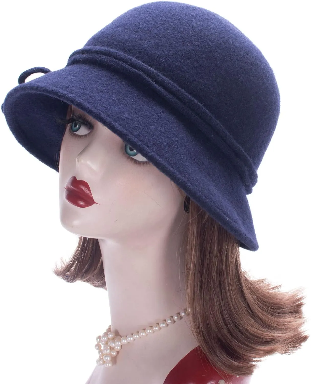 Lawliet Womens Retro Collapsible Soft Knit Wool Cloche Hat Bucket Flower A466