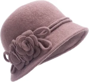Lawliet Womens Retro Collapsible Soft Knit Wool Cloche Hat Bucket Flower A466