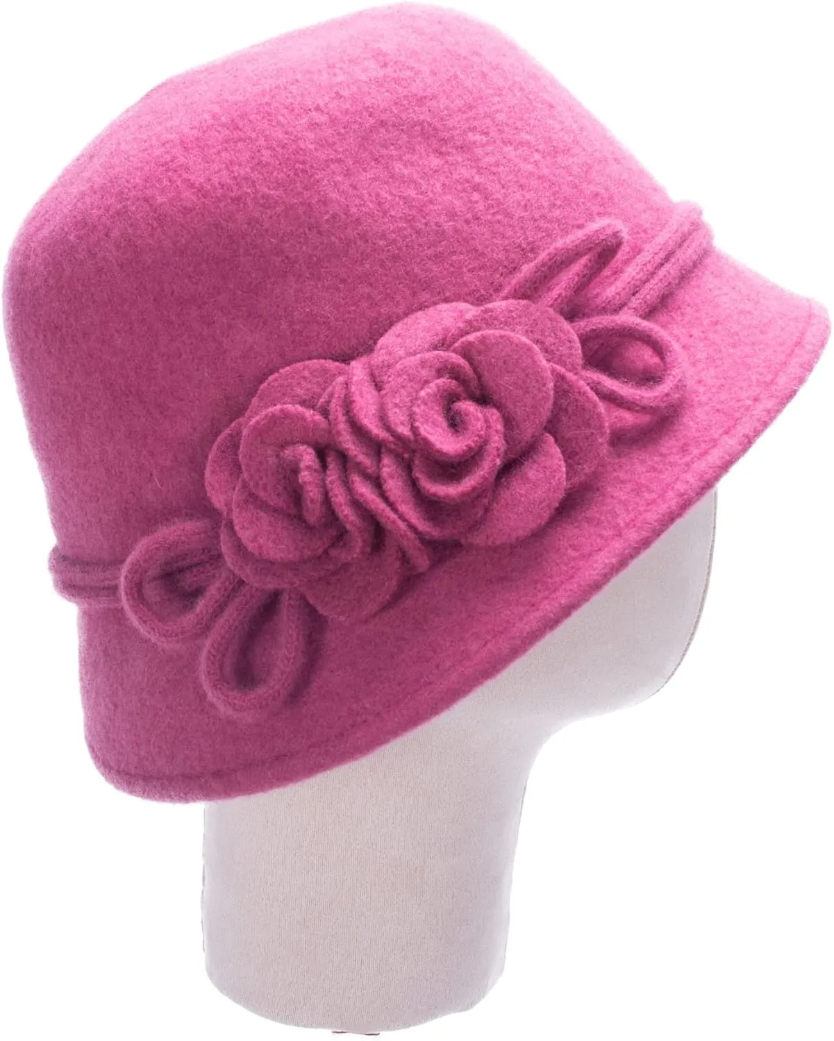 Lawliet Womens Retro Collapsible Soft Knit Wool Cloche Hat Bucket Flower A466