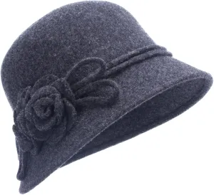 Lawliet Womens Retro Collapsible Soft Knit Wool Cloche Hat Bucket Flower A466