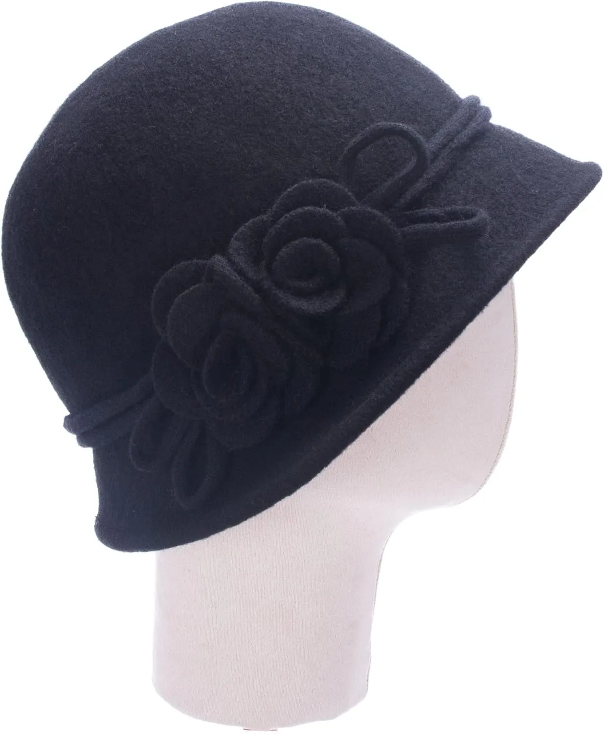 Lawliet Womens Retro Collapsible Soft Knit Wool Cloche Hat Bucket Flower A466