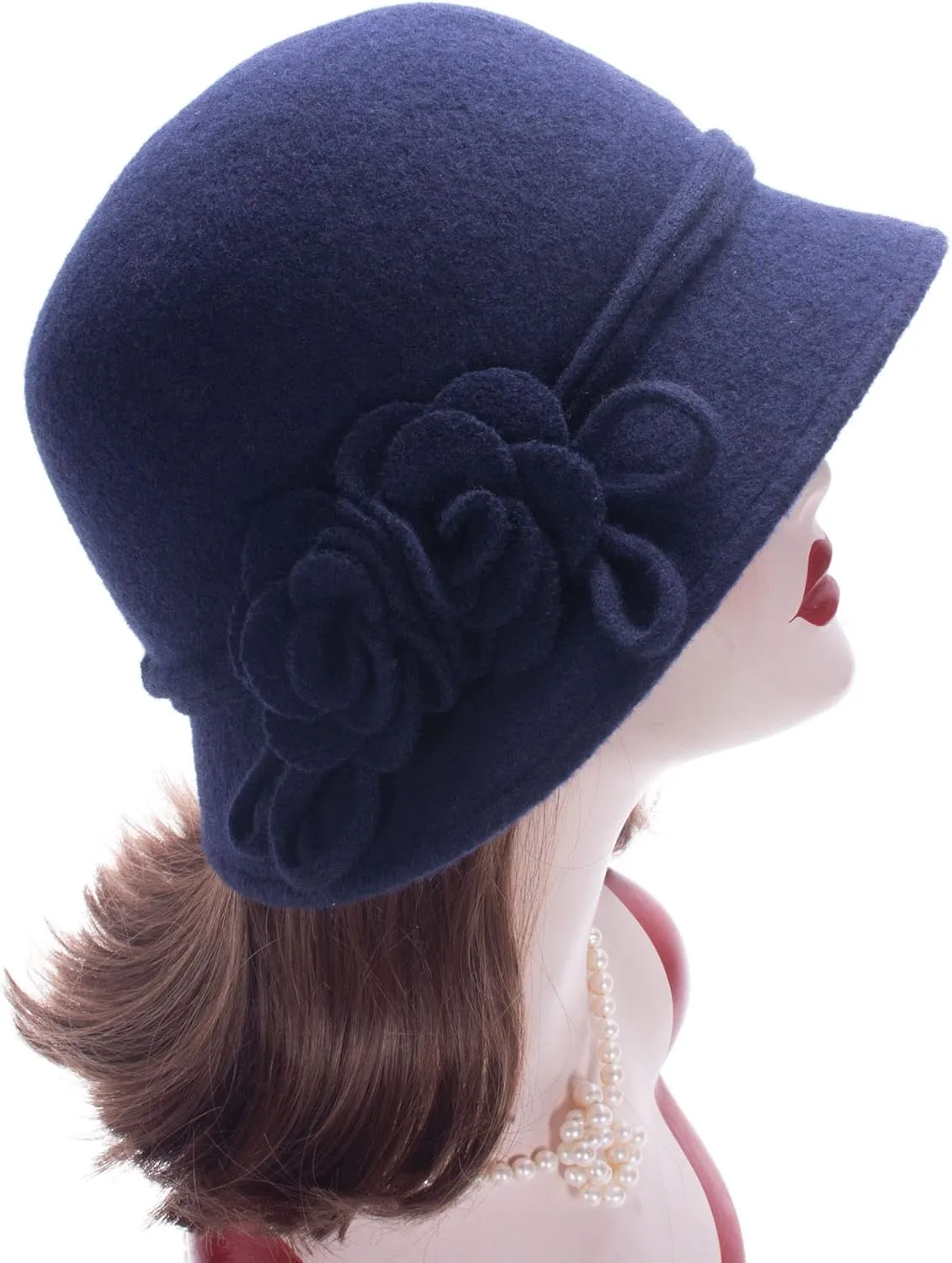 Lawliet Womens Retro Collapsible Soft Knit Wool Cloche Hat Bucket Flower A466