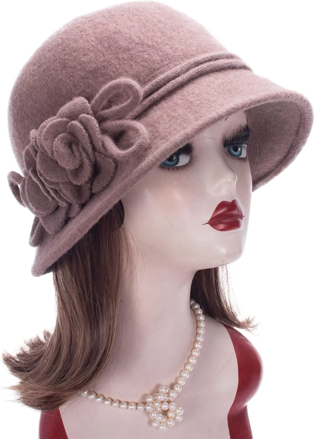 Lawliet Womens Retro Collapsible Soft Knit Wool Cloche Hat Bucket Flower A466