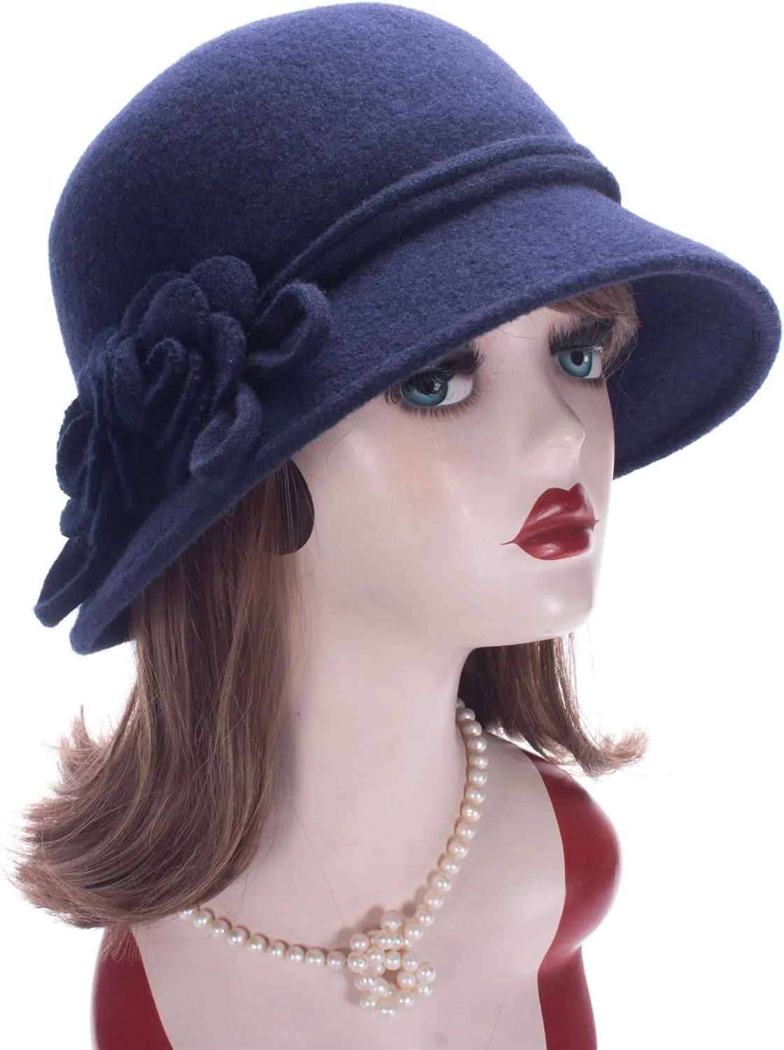 Lawliet Womens Retro Collapsible Soft Knit Wool Cloche Hat Bucket Flower A466