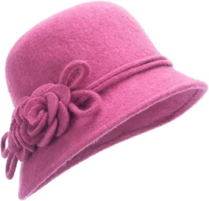 Lawliet Womens Retro Collapsible Soft Knit Wool Cloche Hat Bucket Flower A466