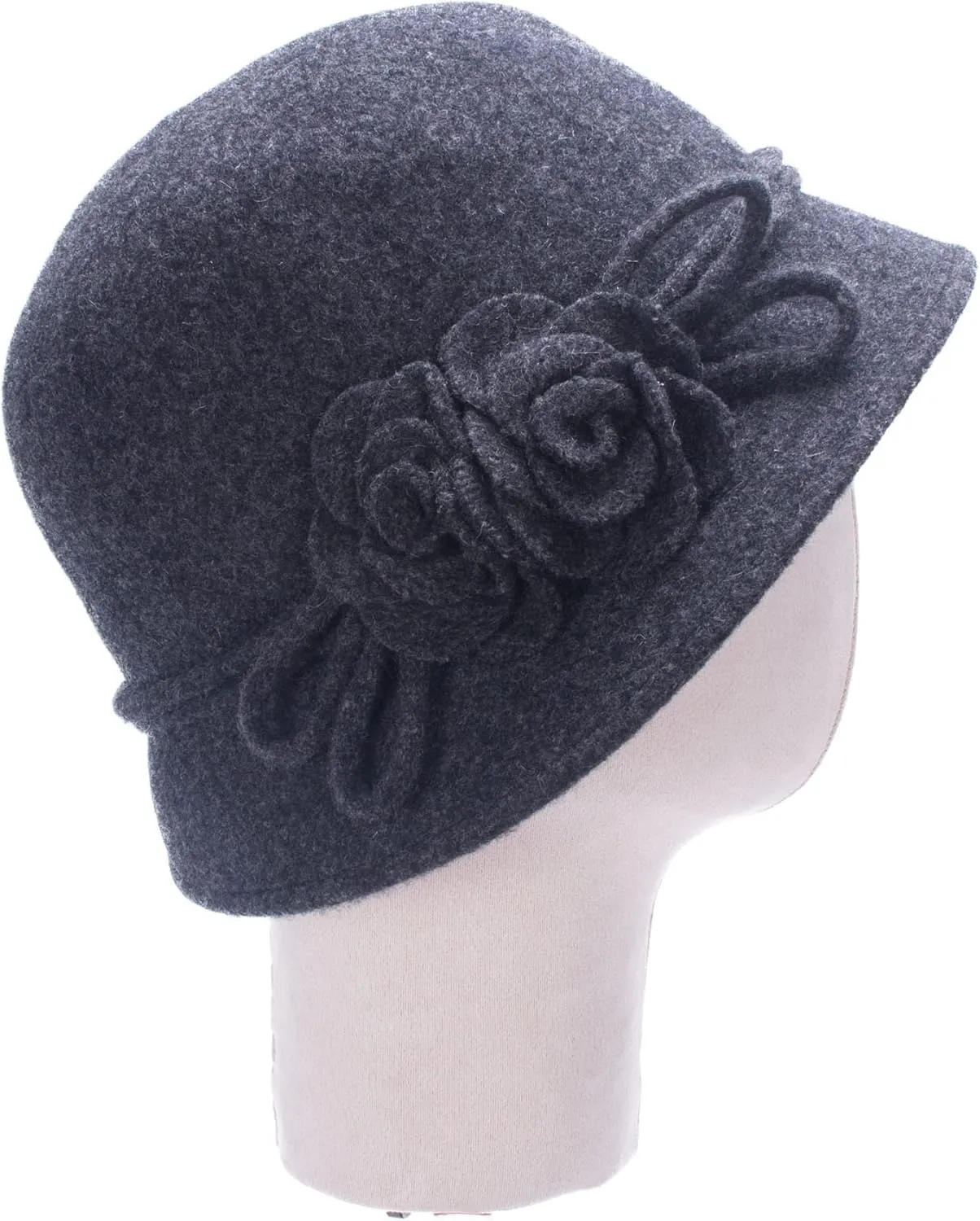 Lawliet Womens Retro Collapsible Soft Knit Wool Cloche Hat Bucket Flower A466