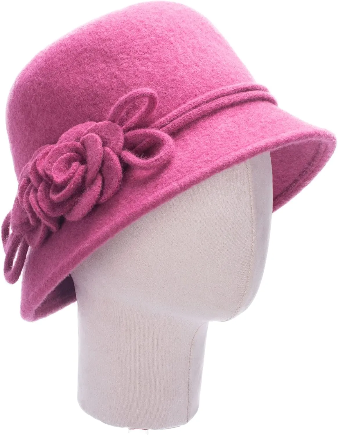 Lawliet Womens Retro Collapsible Soft Knit Wool Cloche Hat Bucket Flower A466
