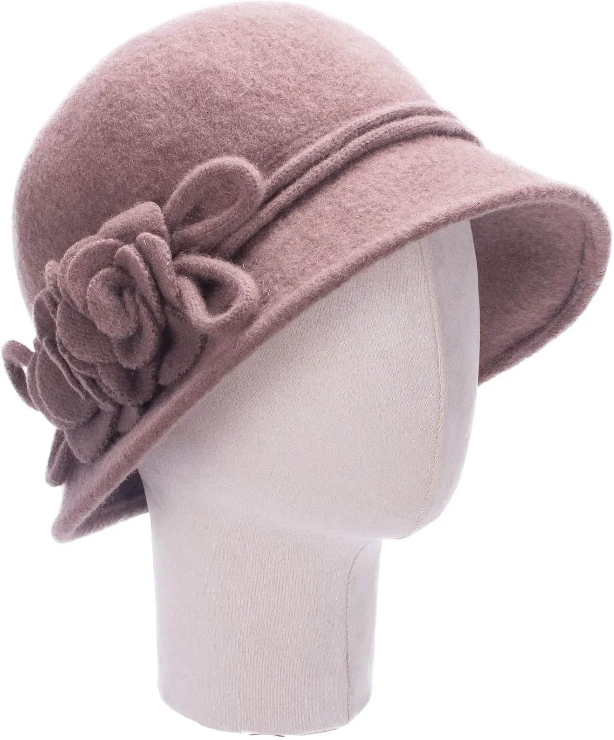 Lawliet Womens Retro Collapsible Soft Knit Wool Cloche Hat Bucket Flower A466