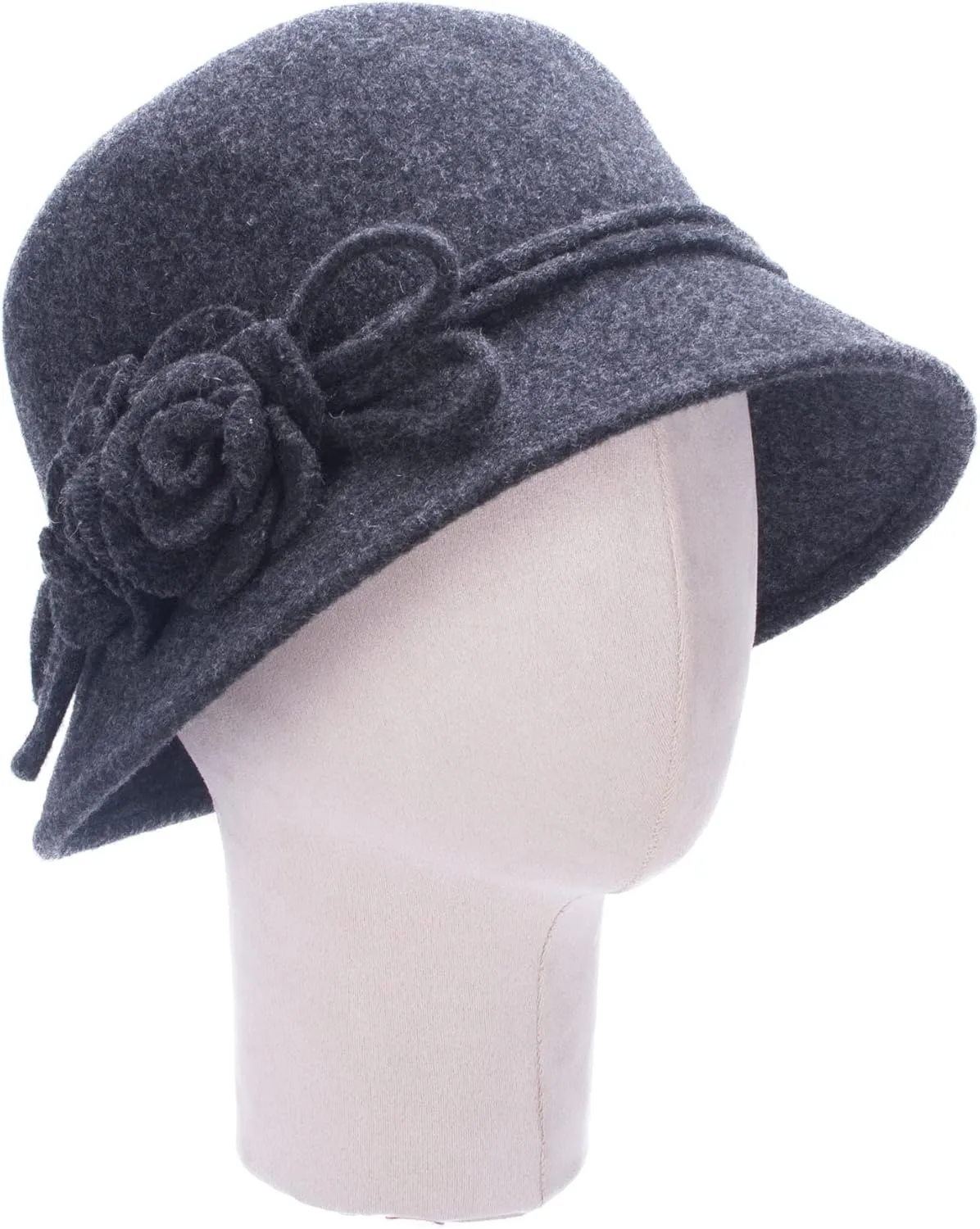 Lawliet Womens Retro Collapsible Soft Knit Wool Cloche Hat Bucket Flower A466