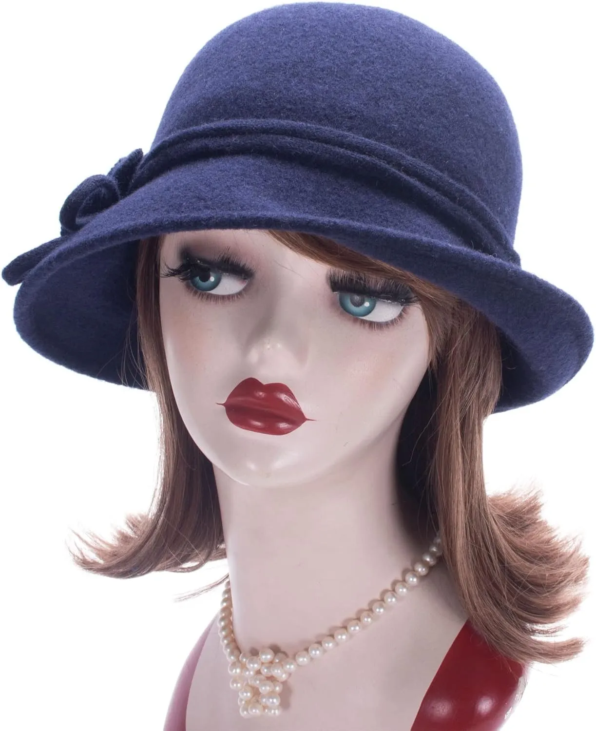 Lawliet Womens Retro Collapsible Soft Knit Wool Cloche Hat Bucket Flower A466