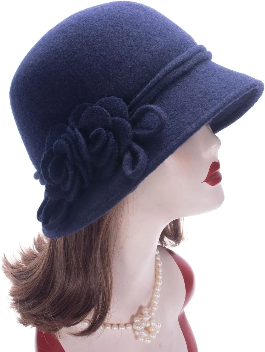 Lawliet Womens Retro Collapsible Soft Knit Wool Cloche Hat Bucket Flower A466