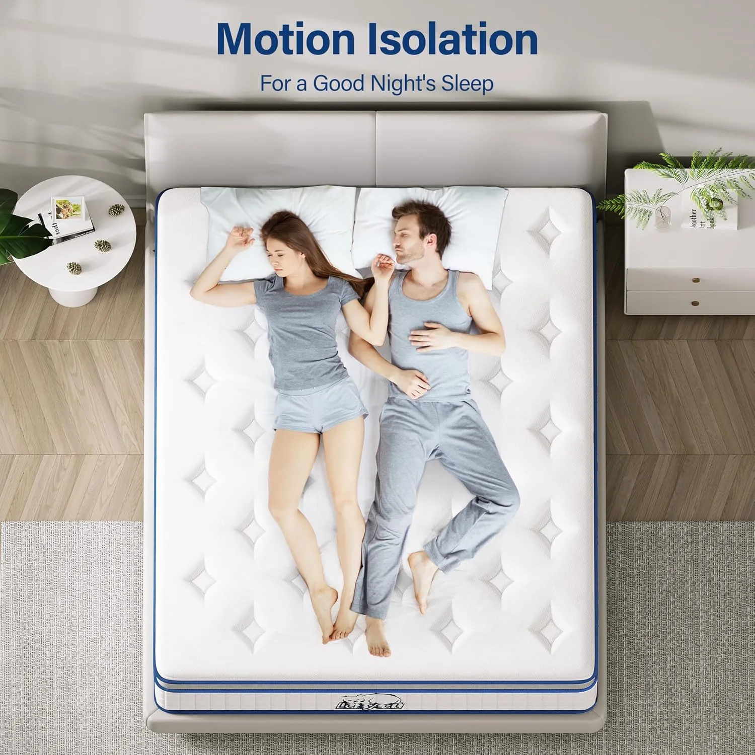 LAZYCAT Full Mattress, 10 Inch Full Size Hybrid Mattress in a Box, Gel Memory Foam with Individually Encased Pocket Coil, Medium Firm Feel, Motion Isolation, Fiberglass Free