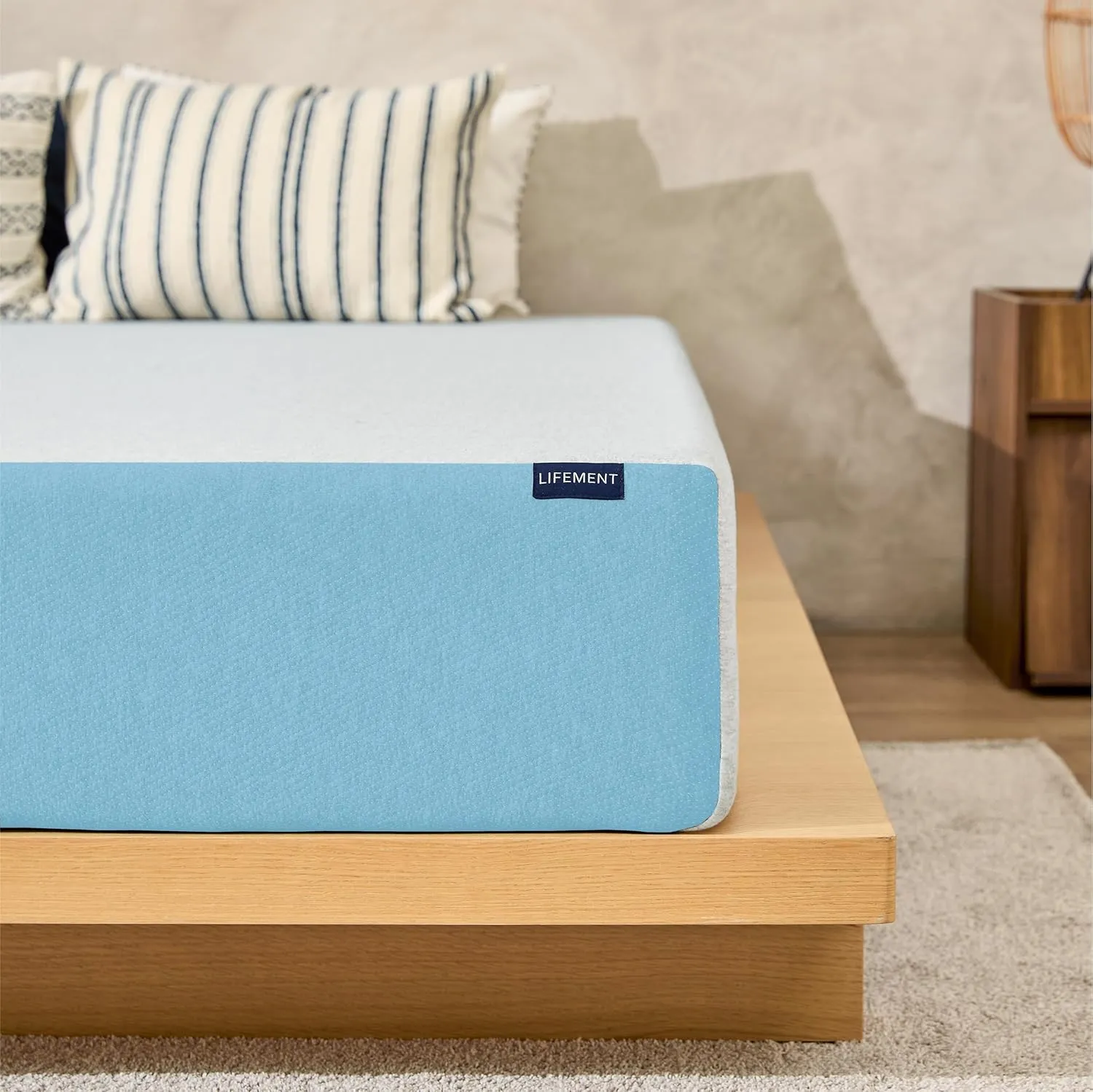LIFEMENT, Basic Copper Infused Cooling Gel Memory Foam Mattress, Medium Firm, Fiberglass Free, Pressure Relief, Safe & Certified Foams&Cover (Blue/Gray, Full, 6, Inches)