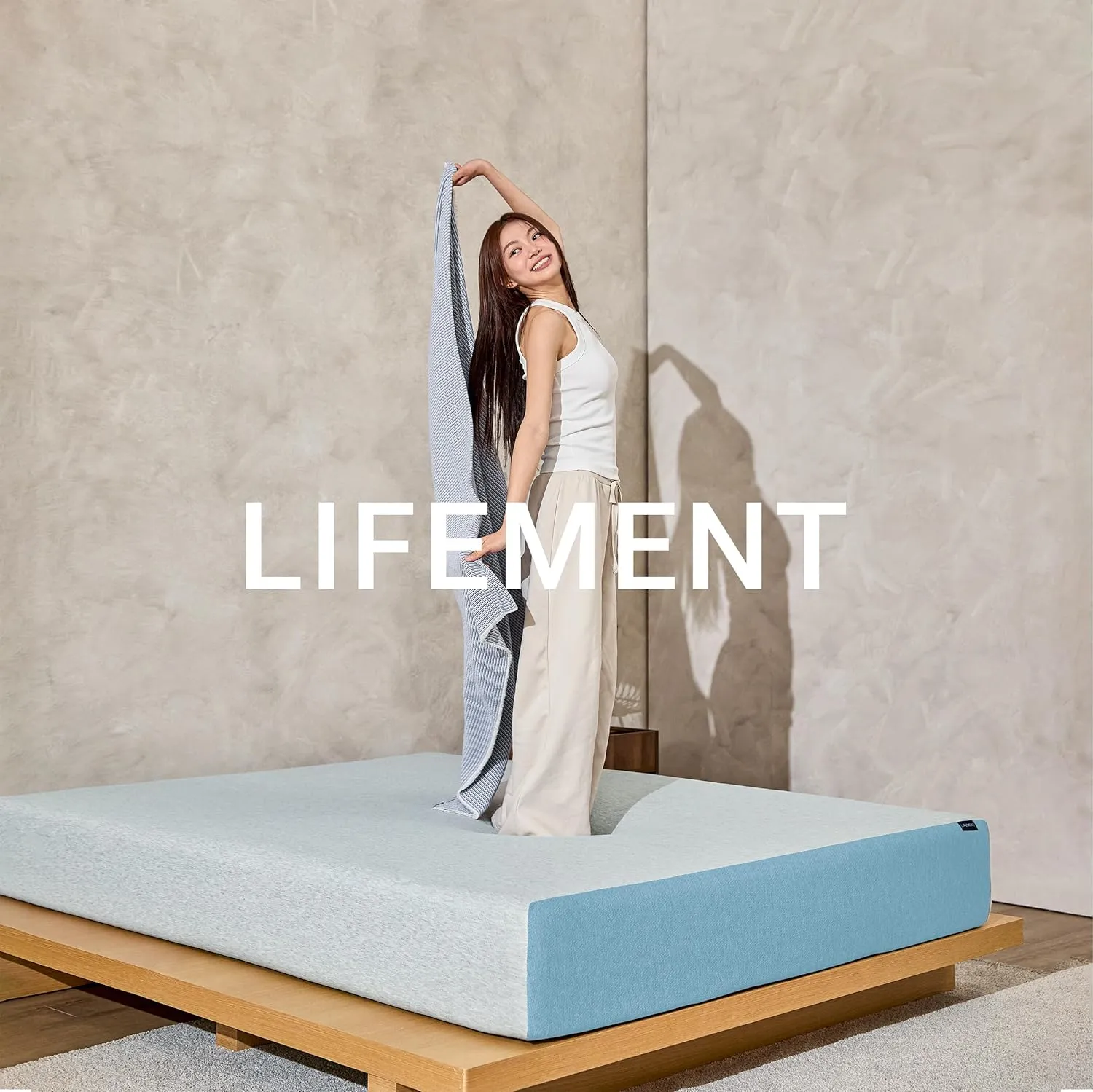 LIFEMENT, Basic Copper Infused Cooling Gel Memory Foam Mattress, Medium Firm, Fiberglass Free, Pressure Relief, Safe & Certified Foams&Cover (Blue/Gray, Full, 6, Inches)