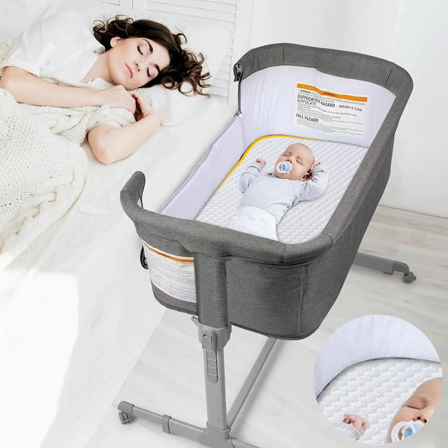 Lisara Baby Bassinet Mattress, 32 x 18 Dual Sided Gel Memory Foam Mattress with Waterproof, Removable and Breathable Ice Silk Cover, Fit for RONBEI Bassinet, Ingenuity Foldaway and Cuddor Bassinet