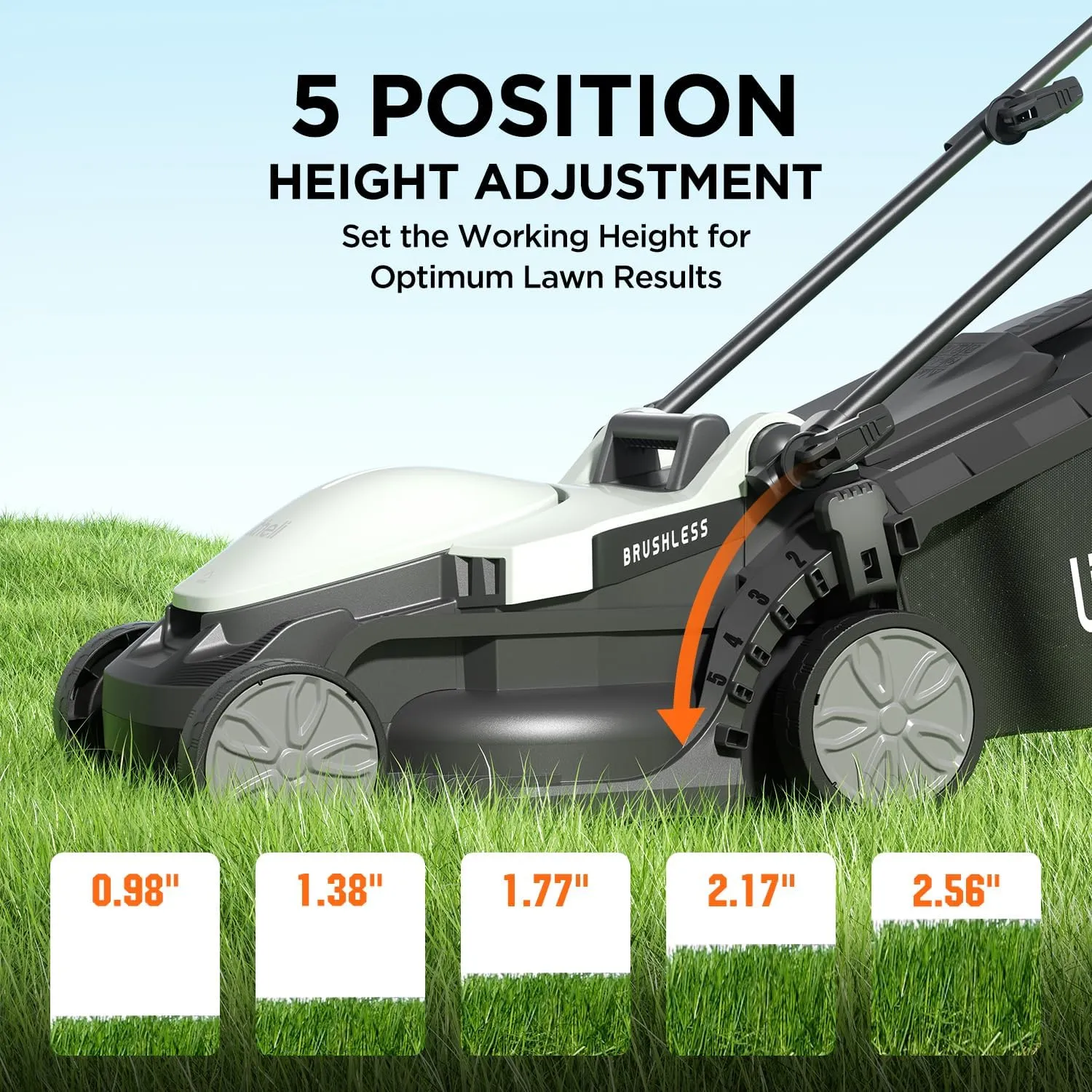 Litheli Electric Lawn Mower Cordless,Grass Cutter Machine for 1600 Sq.Ft.Lawnmower with Brushless Motor,13 In Cutting Width,8 Gallon Capacity,Cutting Height from 1 to 2.5 In, Includes 1 4.0 Ah Battery