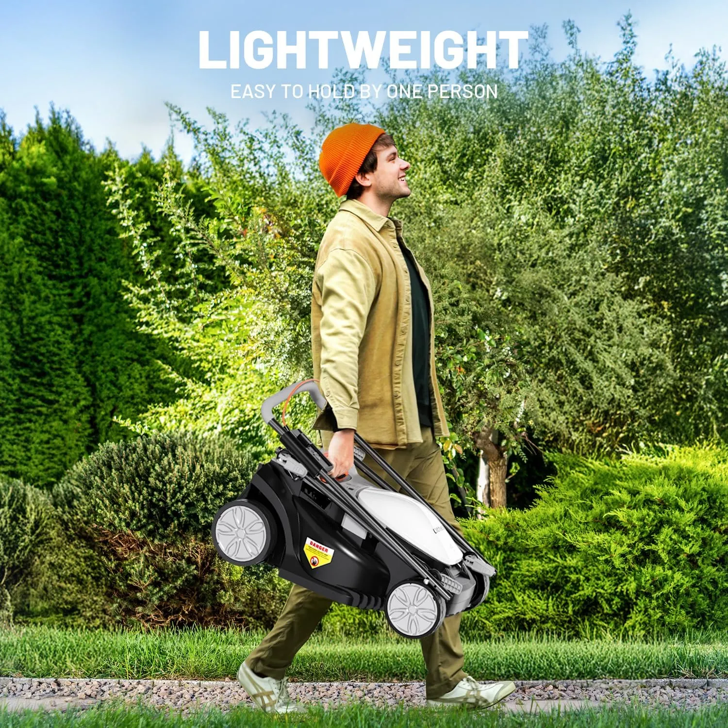 Litheli Electric Lawn Mower Cordless,Grass Cutter Machine for 1600 Sq.Ft.Lawnmower with Motor,13 in Cutting Width,8 Gallon Capacity,Cutting Height from 1 to 2.5 in（4.0A Battery）