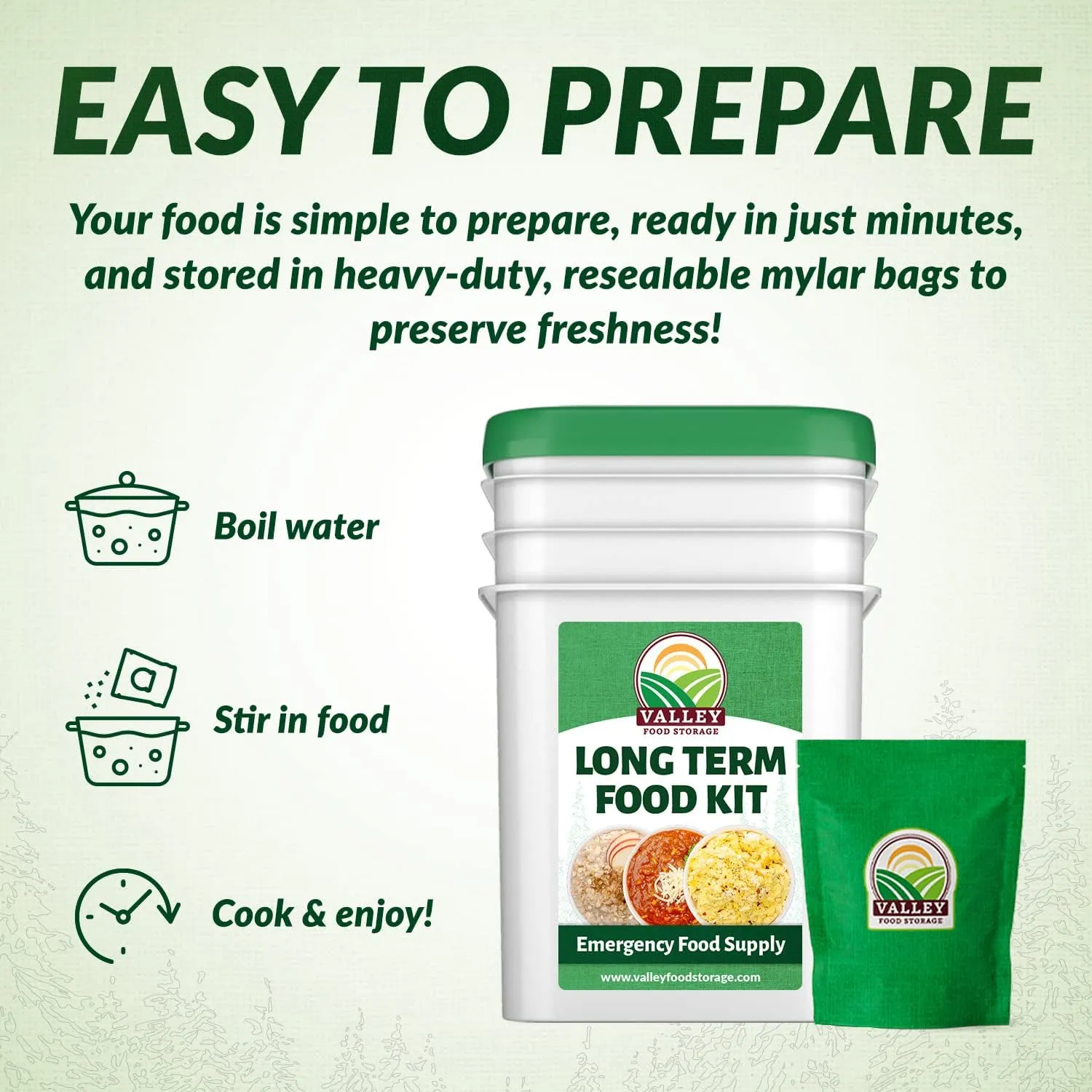 Long Term Food Supply Kit | 75g  Daily Protein & 1,800  Calories Per Day | Premium Survival Food 25 Year Shelf Life | Prepper Supplies Freeze Dried Meals