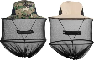 Lpraer 2pcs Beige   Green Digital Camouflage Mosquito Head Net Hat