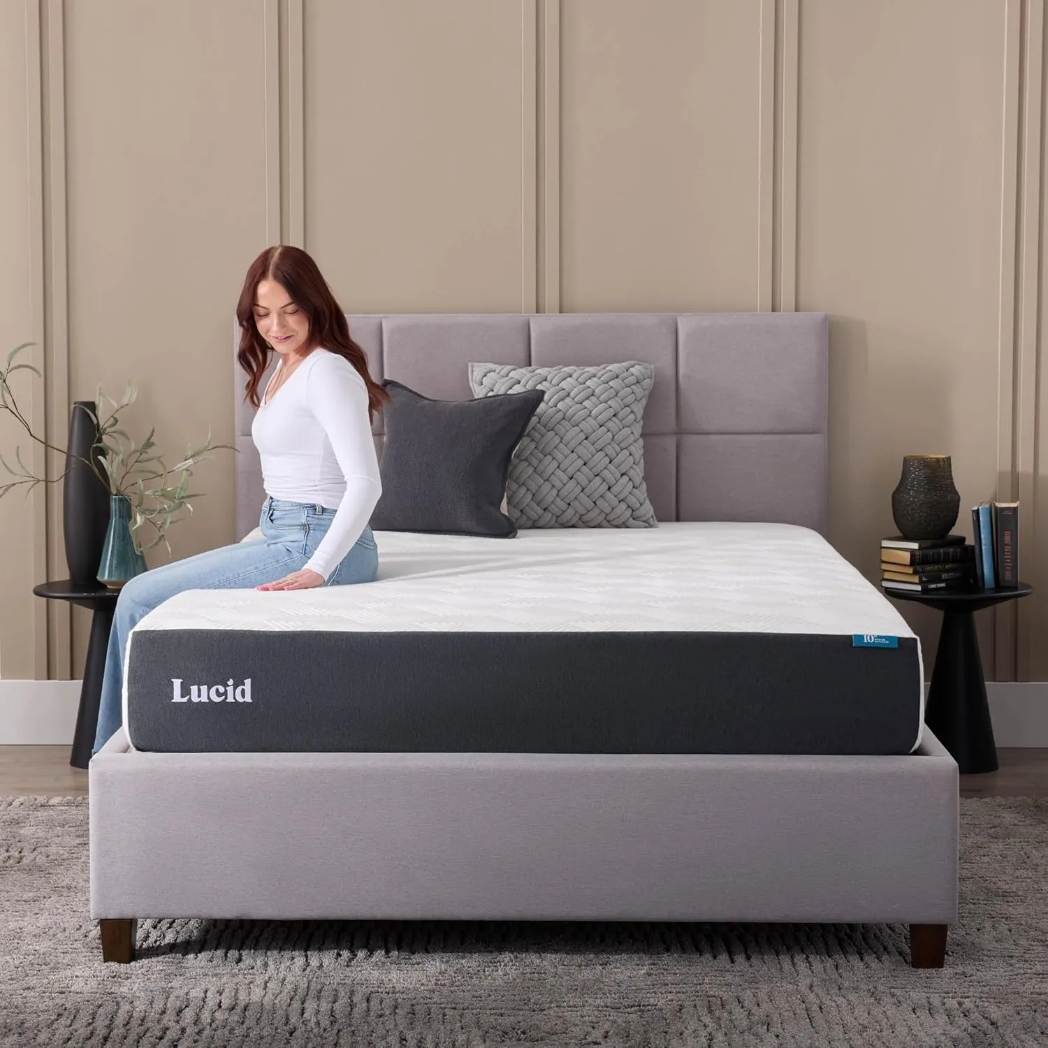 LUCID 10 Inch Memory Foam Mattress - Firm Feel - Infused with Bamboo Charcoal and Gel - Bed in a Box - Temperature Regulating - Pressure Relief - Breathable - Twin XL Size