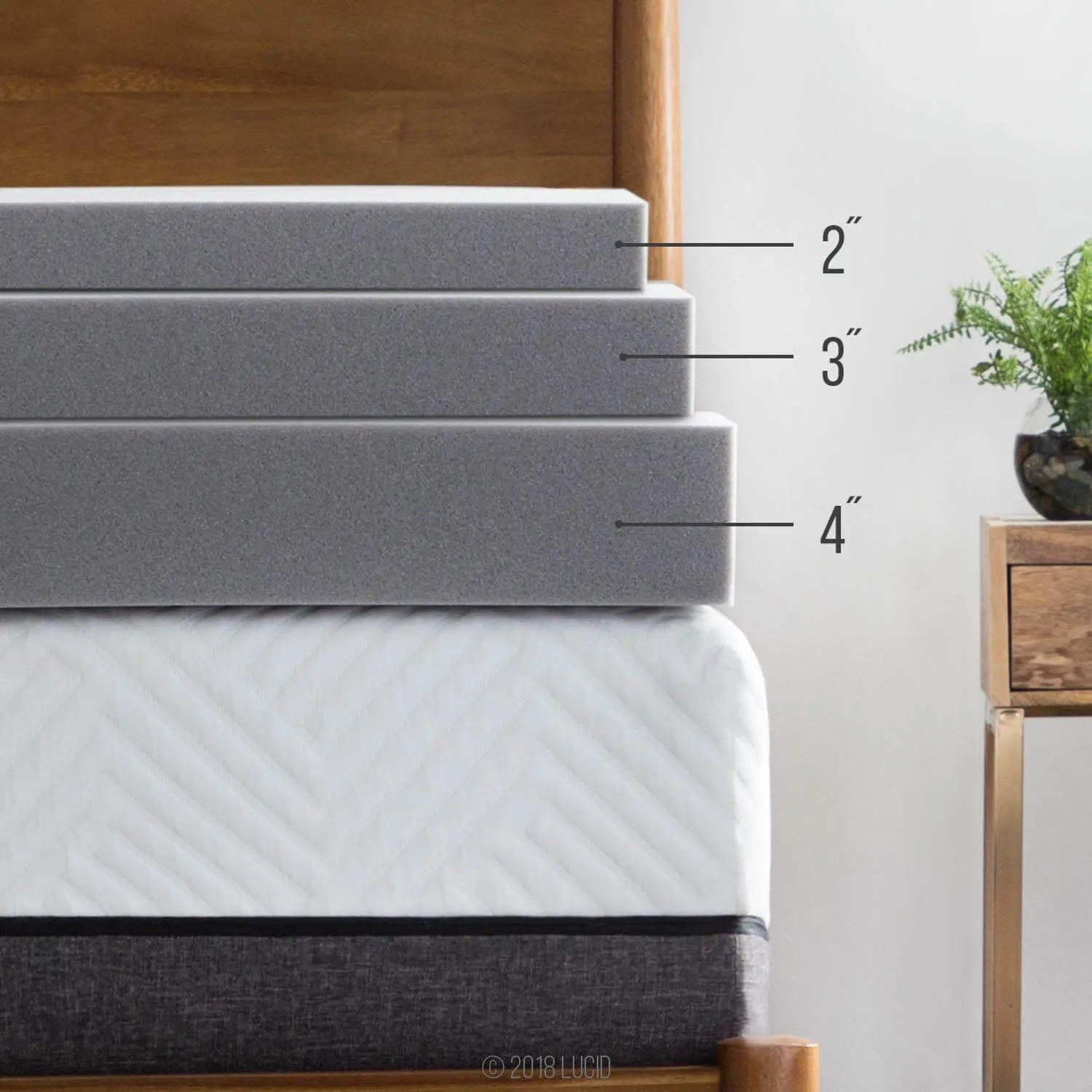 Lucid 4 Inch Mattress Topper King – Memory Foam – Bamboo Charcoal Infusion – Cooling Ventilation – Hypoallergenic – CertiPur Certified Foam