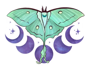 Luna Moth and Moons Sticker