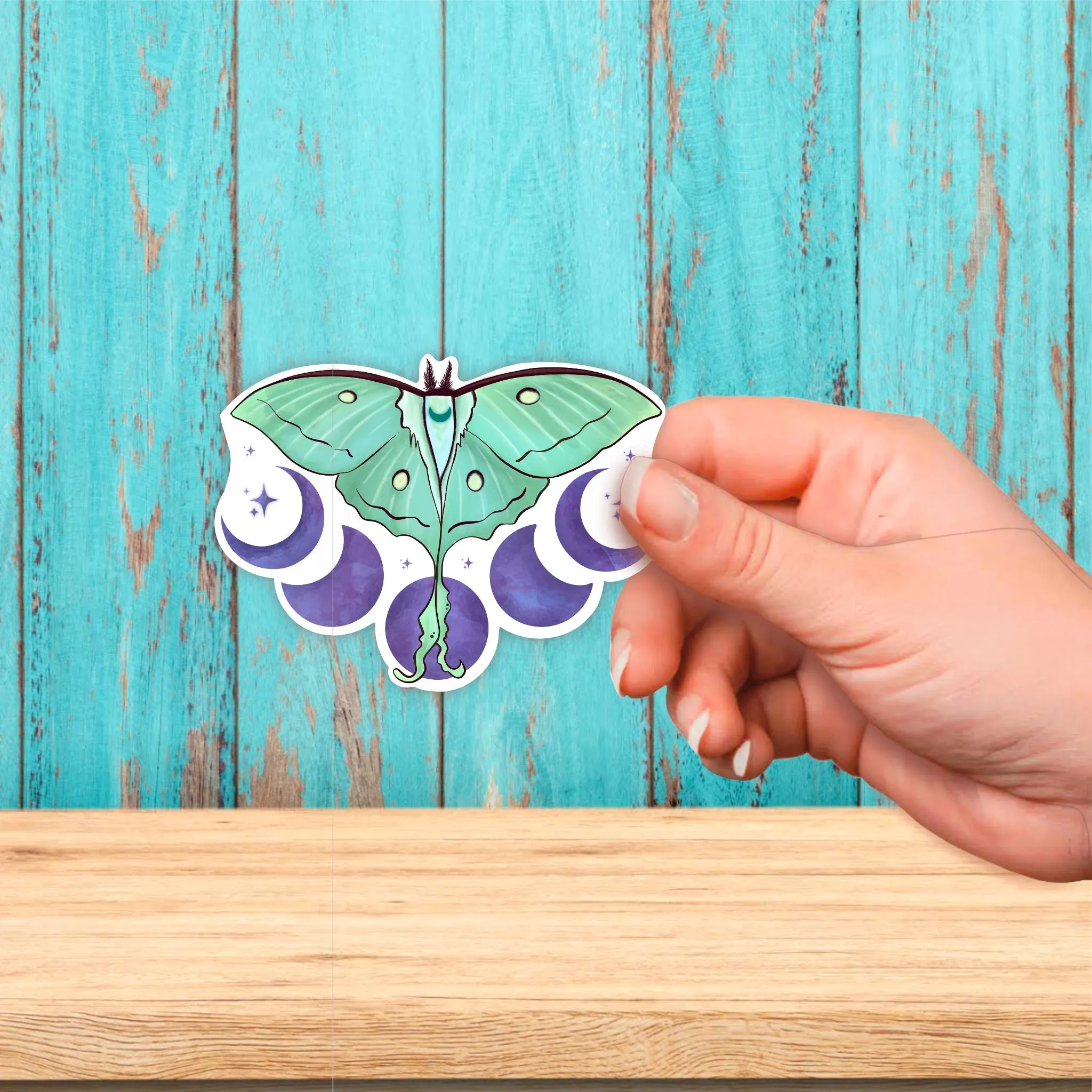 Luna Moth and Moons Sticker