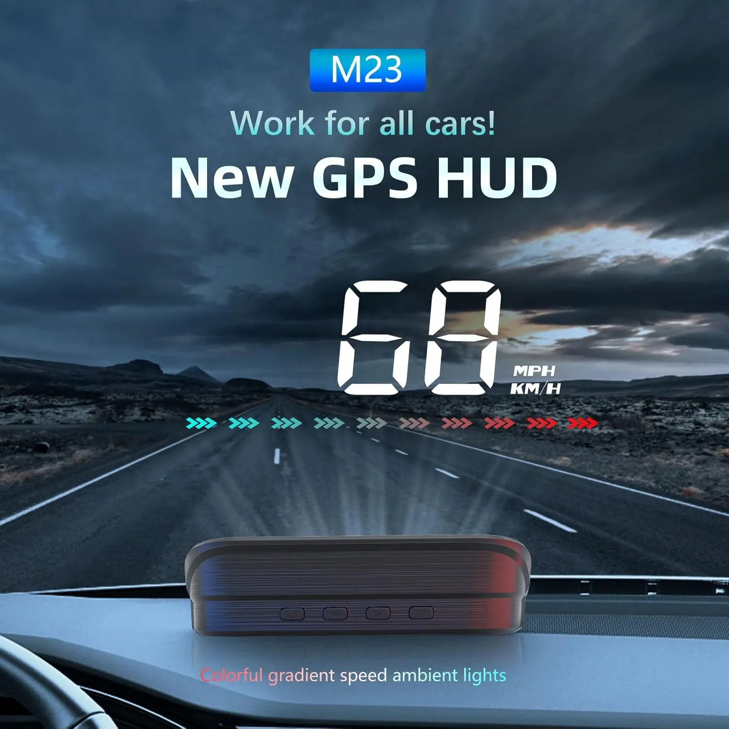 M23 Car HUD GPS Speedometer - Real - Time MPH Display, Compass Navigation & Overspeed Alarm - HD Screen, USB Plug - and - Play, Universal Fit for All Vehicles