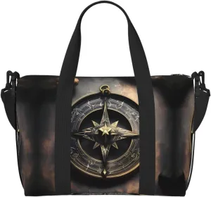 Magical Design Norse Runes Compass Hand-held messenger travel bag, suitable for work, travel, fitness, tourism, women's casual handbag with zipper,