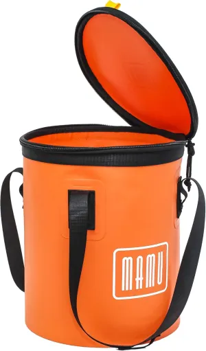 MAMU Collapsible Bucket with Zipper Lid - Waterproof Compact Portable Water Container Foldable Wash Basin with Handle, Lid and Shoulder Strap