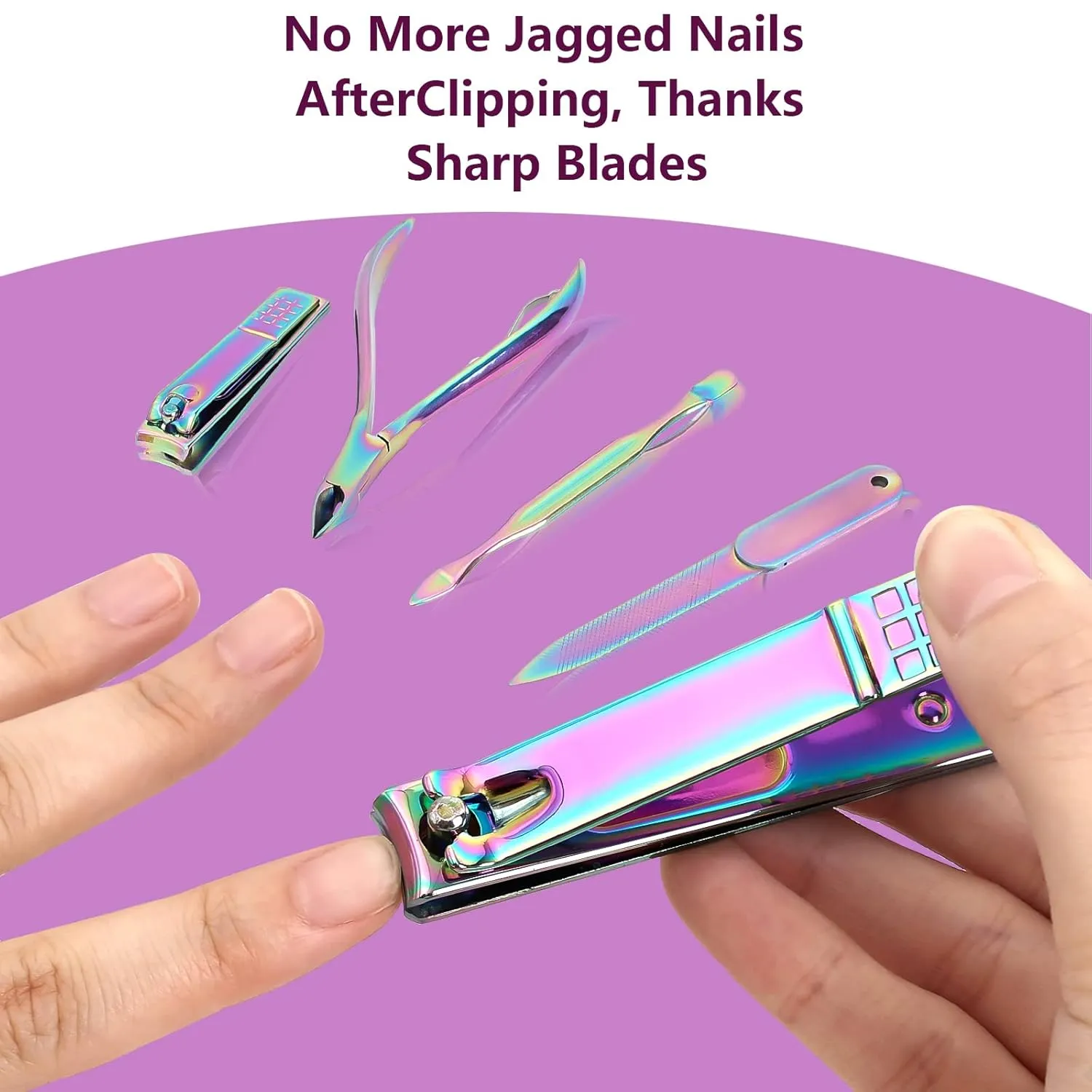 Manicure Set Professional Pedicure Tools 16 in 1 Nail Clipers Care Kit Stainless Steel Laser Design Cuticle Nippers Mini Emergency Kit for Women with Mermaid Pearl Shinning PU leather Case