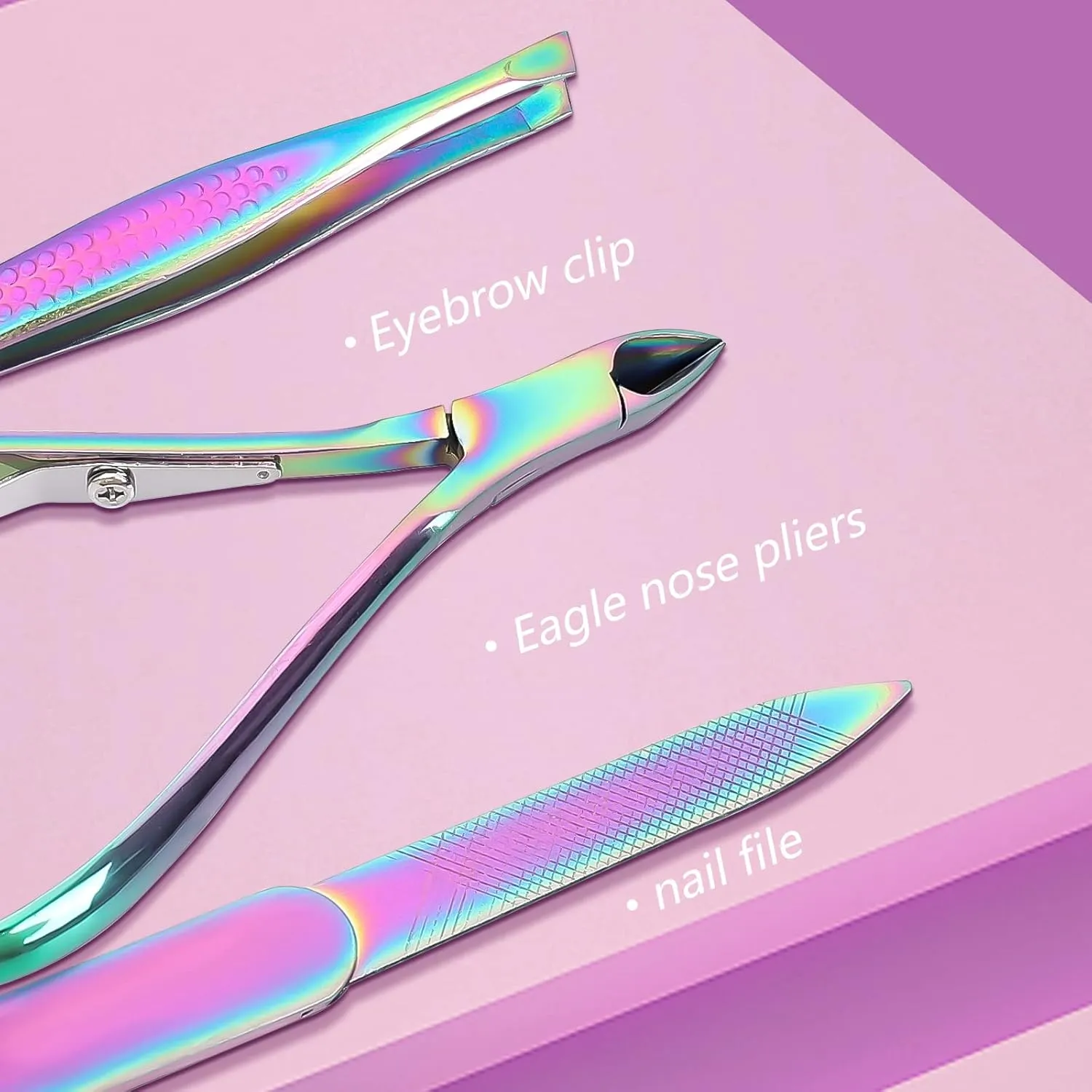 Manicure Set Professional Pedicure Tools 16 in 1 Nail Clipers Care Kit Stainless Steel Laser Design Cuticle Nippers Mini Emergency Kit for Women with Mermaid Pearl Shinning PU leather Case