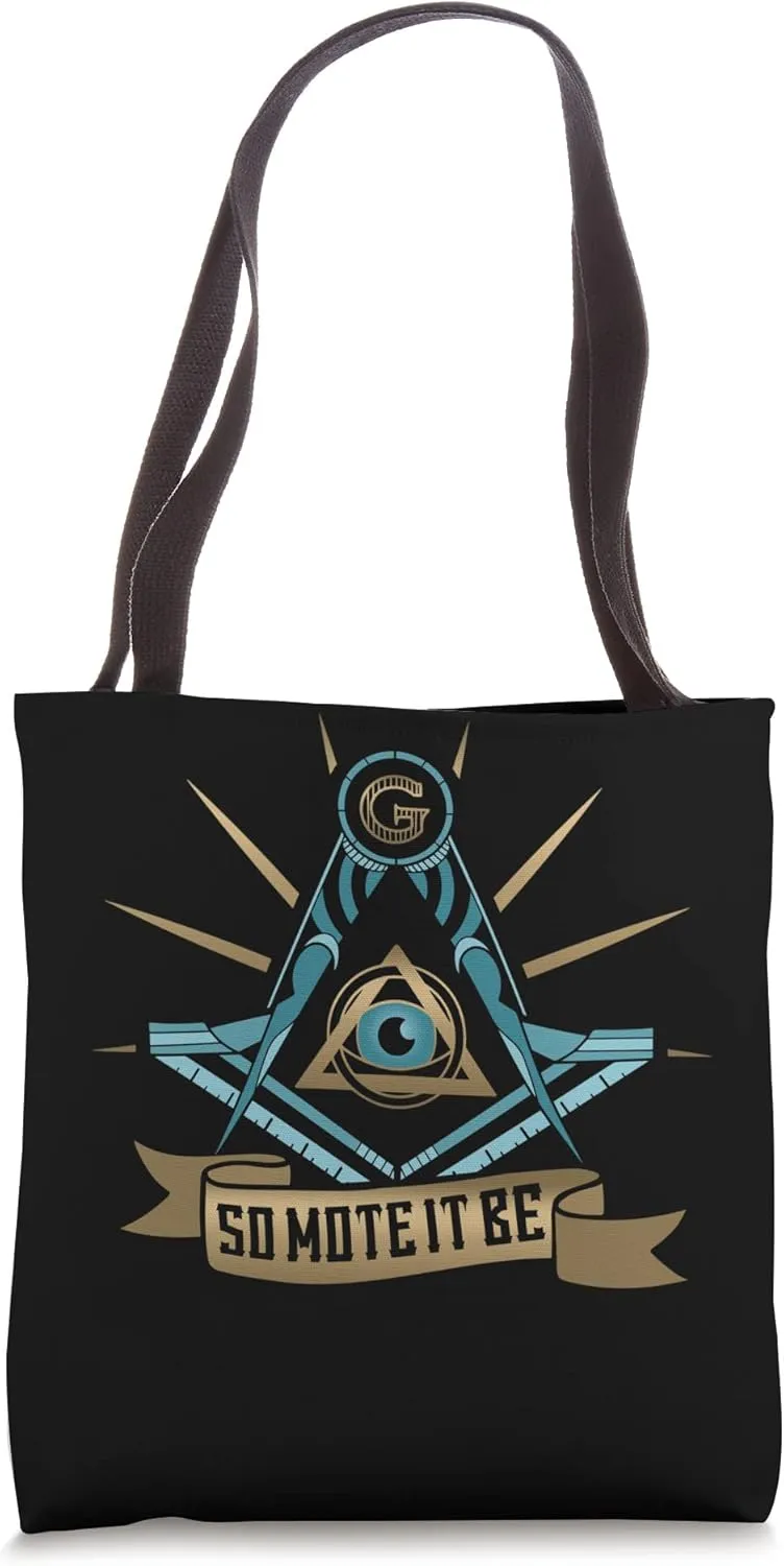 Masonic Freemasonry Fraternal Square Compass So Mote It Be Tote Bag