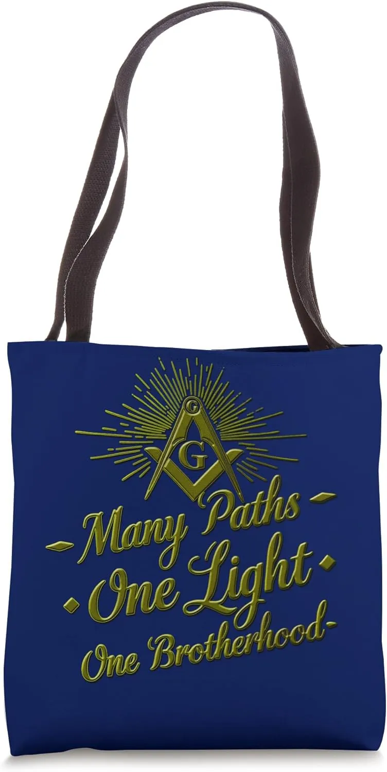 Masonic-symbol with"Many_Ways,one_light,one_Brotherhood"S&C Tote Bag