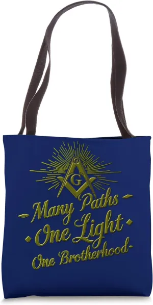 Masonic-symbol with"Many_Ways,one_light,one_Brotherhood"S&C Tote Bag