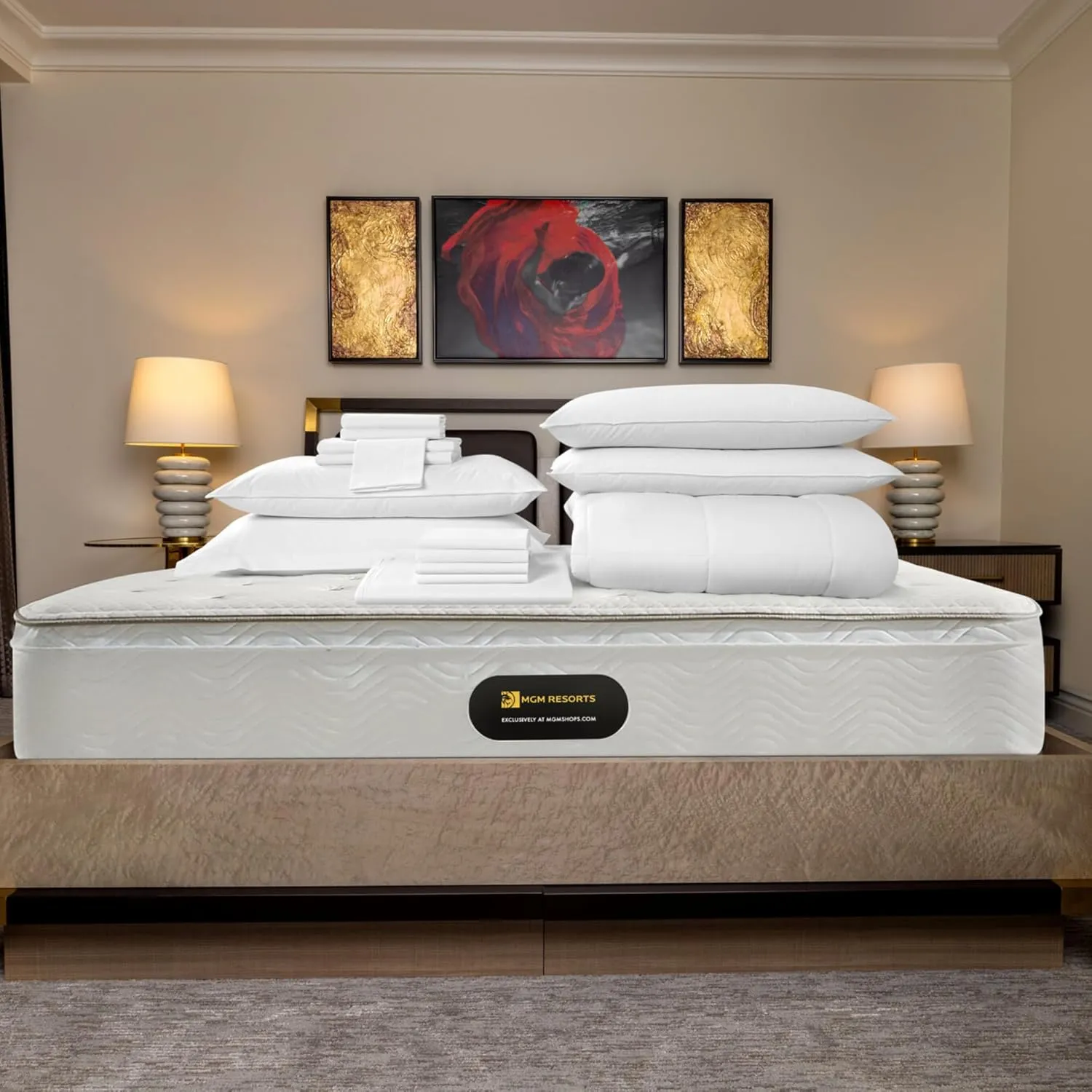 Mattress 14 Inch - Euro Top - Cool Gel Memory Foam - Encased Coils for Spine Support - Luxury Hotel Mattress Only - King