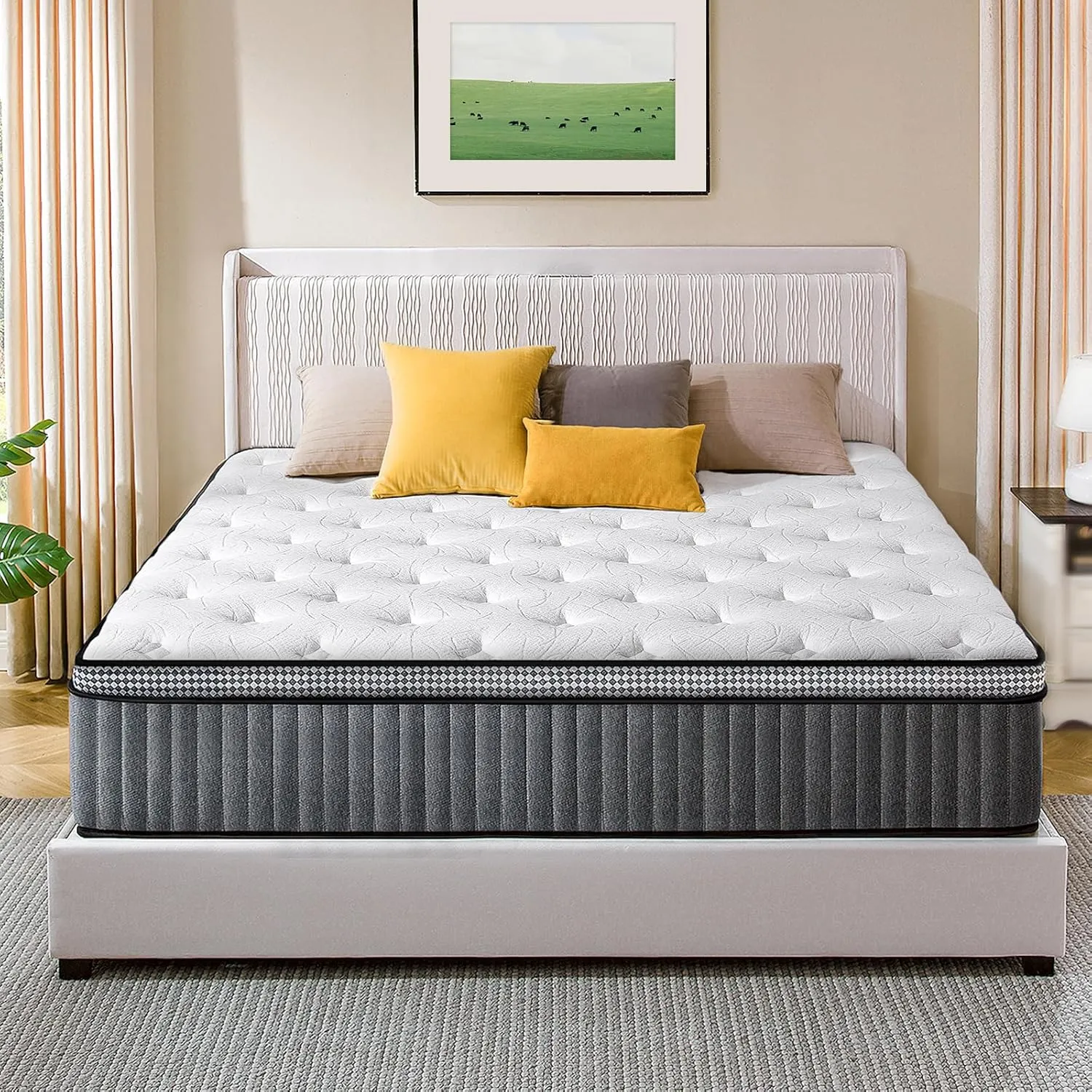 Mattress Queen Size, 12 inch Hybrid Queen Mattresses in a Box, with Gel Memory Foam, Pocket Springs for Motion Isolation, Medium Firm Matress, CertiPUR-US, 100-Night Trial, 60"x80"x12"