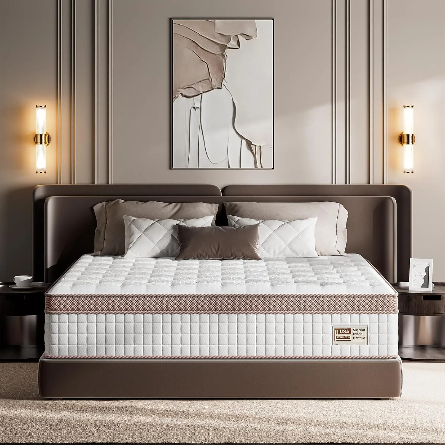 Mattress Queen Size 12 inch - Plush Hybrid Mattress In a Box with Back & Lumbar Support, 366 Night Trial, Individual Pocket Spring Bed for Motion Isolation & Pressure Relief, CertiPUR-US Certified