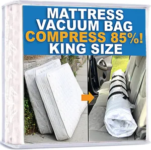 Mattress Vacuum Bag For Moving, Vacuum Seal Mattress Bag for Memory Foam or Inner Spring Mattresses, Compression and Storage for Returns, Leakproof Valve and Double Zip Seal (King)