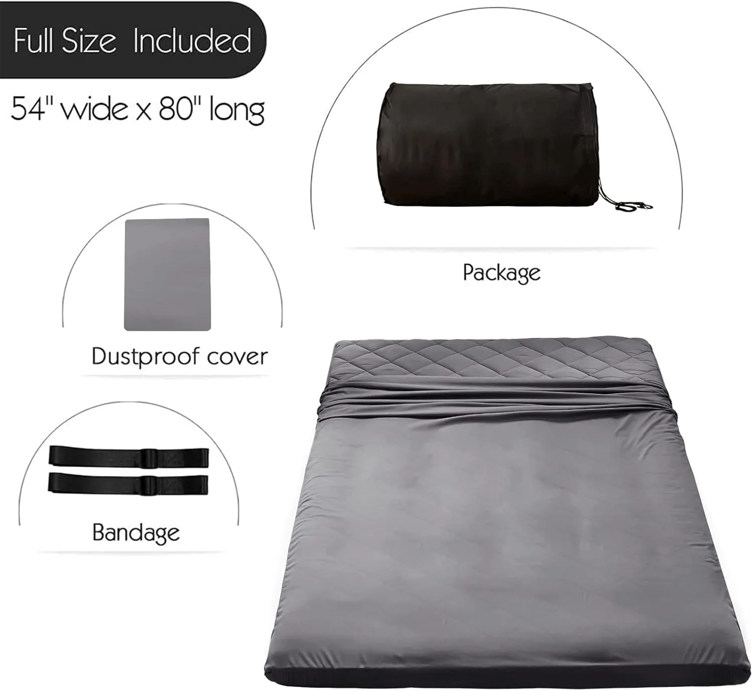 MAXYOYO Japanese Floor Futon Mattress Full Size, Couch for Adults Roll Up Folding Bed, Portable Foam Mattress Queen, Diamond Patterned Futon Bed, Dark Grey