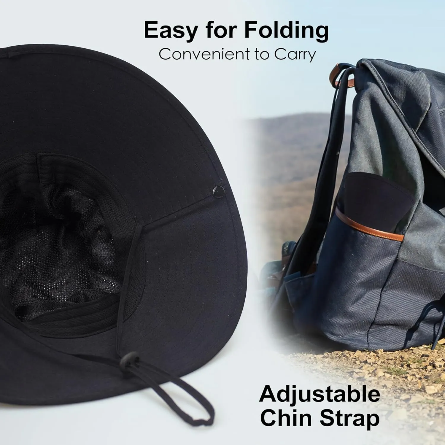 Men Sun Hat Summer UV Protection Wide Brim Bucket Hats Packable Boonie Cap for Fishing Hiking Gardening Safari Beach