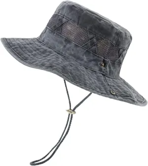 Men Women Cotton Boonie Hat Summer Mesh Breathable Sun Hat Camping Hiking Fishing Panama Bucket Cap Visor