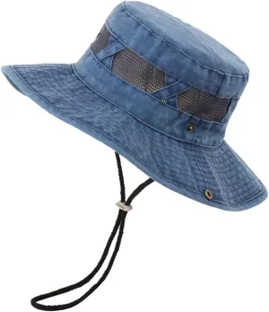 Men Women Cotton Boonie Hat Summer Mesh Breathable Sun Hat Camping Hiking Fishing Panama Bucket Cap Visor