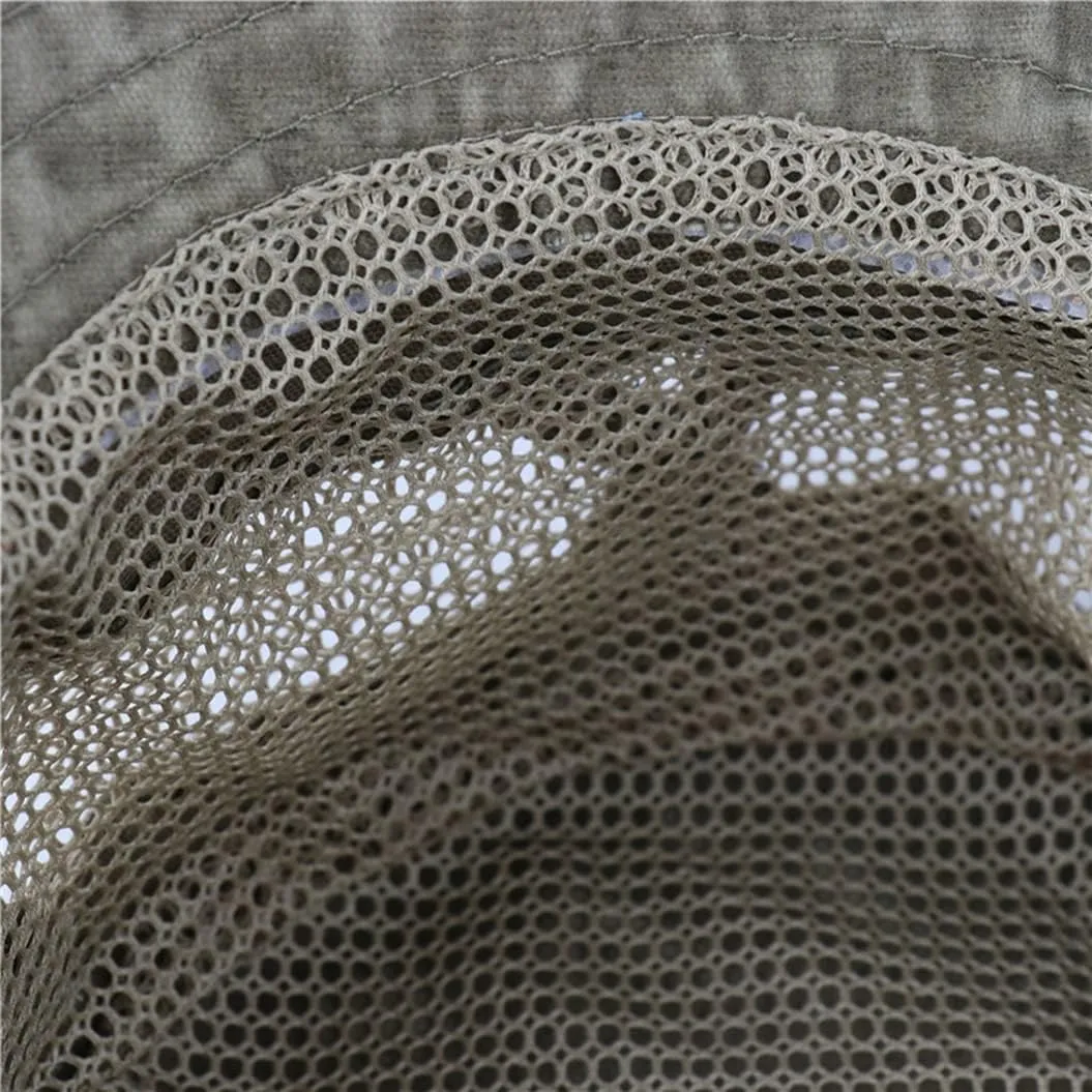 Men Women Cotton Boonie Hat Summer Mesh Breathable Sun Hat Camping Hiking Fishing Panama Bucket Cap Visor