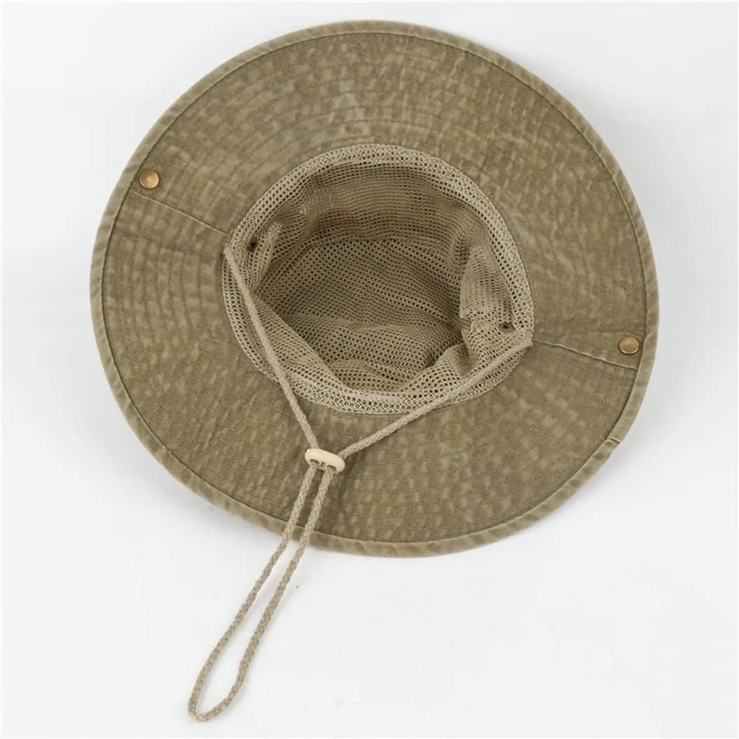 Men Women Cotton Boonie Hat Summer Mesh Breathable Sun Hat Camping Hiking Fishing Panama Bucket Cap Visor