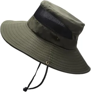 Men Women Fishing Hat Quick Dry Breathable Mesh Sun Hat Outdoor UV Protection Beach Boonie Hat Adjustable Bucket Cap