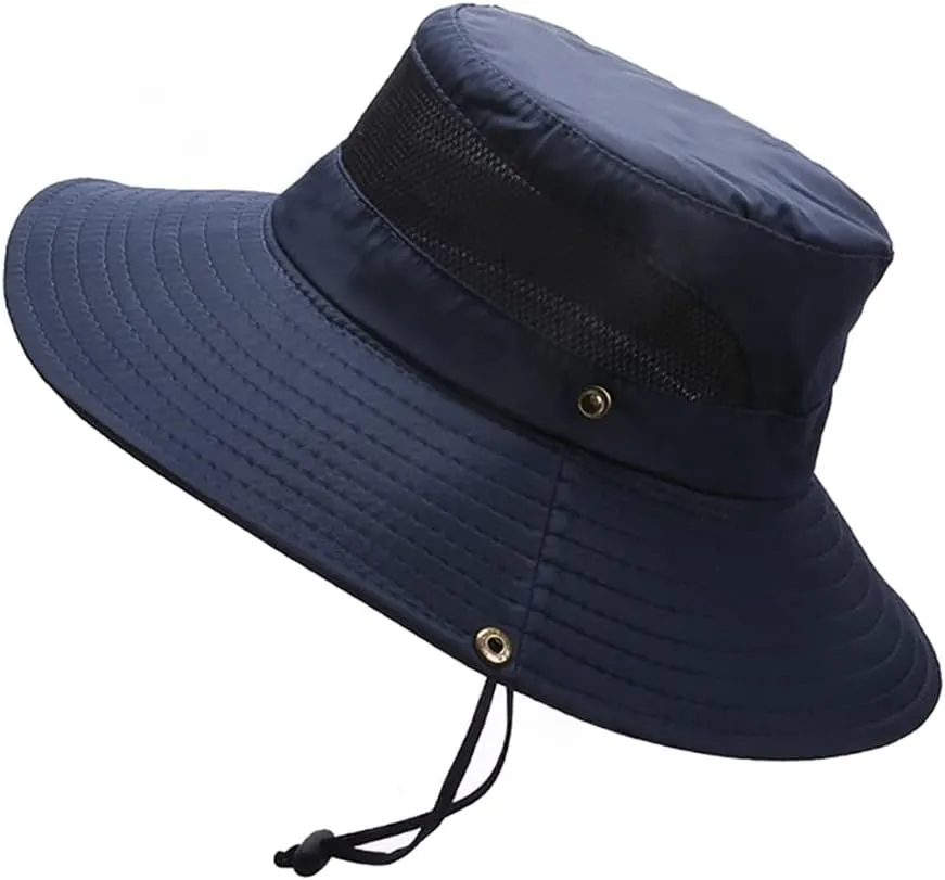 Men Women Fishing Hat Quick Dry Breathable Mesh Sun Hat Outdoor UV Protection Beach Boonie Hat Adjustable Bucket Cap