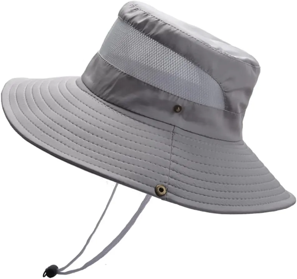 Men Women Fishing Hat Quick Dry Breathable Mesh Sun Hat Outdoor UV Protection Beach Boonie Hat Adjustable Bucket Cap